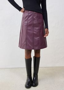 bonprix Ausgestellter Lederrock aus Lammnappa, rot, Gr.50, Trendiger Ausgestellter Lederrock aus Lammnappa, verziert mit Biesen, aus Nappaleder