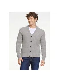 Strickjacke LINDBERGH "Cardigan Comfort Fit", Herren, Gr. XL, grau (mid grau mel), Obermaterial: 80% Wolle, 20% Nylon, unifarben, Strickjacken Strickjacke