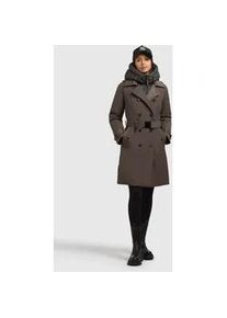 Trenchcoat Khujo "GORA", Damen, Gr. L, graphite grau, Web, 100% Polyester, unifarben, eingesetzt gerader Abschluss mit Kn&ouml;pfen, M&auml;ntel