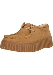 Mokassin Clarks "Torhill Bee", Damen, Gr. 38, camelfarben, Leder, Schuhe Mokassin, mit gro&szlig;er gerippter Au&szlig;ensohle