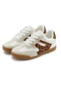 Sneaker Lascana, Damen, Gr. 38, blau (wei&szlig;, leo), Obermaterial: 100% Lederimitat. Decksohle: 100% Textilmaterial. Futter: 100% Textilmaterial. Laufsohle: 100% Synthetik, unifarben, Basic, Schuhe Sneaker, Schn&uuml;rhalbschuh, Freizeitschuh mit abnehmbaren Schmucksteinen VEGAN