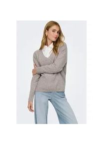 V-Ausschnitt-Pullover Only "ONLRICA LIFE L/S V-NECK PULLO KNT NOOS", Damen, Gr. S, leafless tree detail:with melange, Strick, Obermaterial: 93% Polyester, 4% Nylon, 3% Elasthan, meliert, regular fit normal, V-Ausschnitt, Rippstrickb&uuml;ndchen, Pullover, Materialmix, regular fit