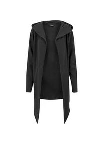 Strickjacke Urban Classics "Urban Classics Herren Long Hooded Open Edge Cardigan", Herren, Gr. XL, charcoal, 100% Baumwolle, unifarben, loose fit, ohne Ausschnitt, Strickjacken Strickjacke