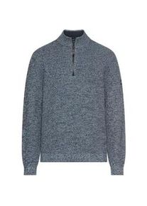 Troyer Camel Active, Herren, Gr. L, tinted blau, Strick, Obermaterial: 70% Baumwolle, 30% Polyacryl, meliert, regular fit taillenbedeckt, ohne Ausschnitt, Rippb&uuml;ndchen, Pullover Troyer, mit Logo Stickerei am Arm