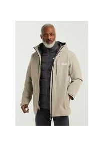 3-in-1-Funktionsjacke Jack Wolfskin "ICECAPE 3IN1 DOWN JKT M RDS", Herren, Gr. S (48), linen, Obermaterial: 100% Polyester. Futter: 100% Polyester. Innenjacke: 100% Polyester. F&uuml;llung: 90% Entendaune, 10% sonstige Fasern, Jacken
