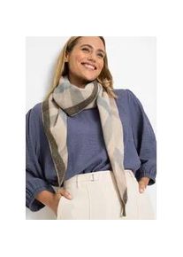 Dreieckstuch bonprix, Damen, beige (beige, hellblau, dunkelgrau kariert), Obermaterial: 100% Polyacryl, Modet&uuml;cher, weiches Material, modernes Karomuster, lockere Passform