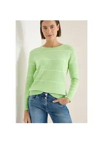 Rundhalspullover Cecil, Damen, Gr. L (42), bamboo gr&uuml;n melange, Strick, Obermaterial: 37% Baumwolle, 34% Polyacryl, 26% Polyester, 3% Elasthan, normal, Rundhals, Rippstrickb&uuml;ndchen, Pullover Rundhalspullover, Pflegeleichter Materialmix