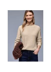 Strickpullover Street One, Damen, Gr. 36, cotton beige meliert, Strick, Obermaterial: 37% Baumwolle, 34% Polyacryl, 26% Polyester, 3% Elasthan, unifarben, normal h&uuml;ftbedeckend, Rundhals, Flachstrickb&uuml;ndchen, Pullover Strickpullover, mit Knopfdetail