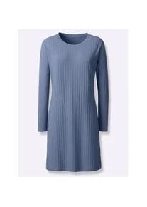 Langarmshirt feel good "Longshirt", Damen, Gr. 40/42, blau (taubenblau), 64% Polyester, 32% Viskose, 4% Elasthan, unifarben, Shirts Langarmshirt