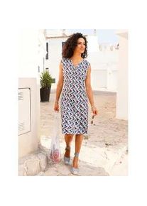 Druckkleid Inspirationen "Druck-Kleid", Damen, Gr. 46, Normalgr&ouml;&szlig;en, himmelblau, erdbeere, bedruckt, 100% Viskose, gemustert, mehrfarbig, kurz, Rundhals, Kleider Druckkleid