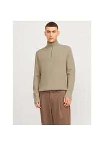 Jack & Jones Troyer JACK & JONES "JJEPERFECT KNIT HALF ZIP SN", Herren, Gr. M, crockery, Strick, Obermaterial: 50% Baumwolle, 50% Polyester, unifarben, Rundhals, B&uuml;ndchen, Pullover Troyer