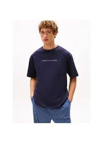 T-Shirt "TEE CONT. LOGO", Herren, Gr. M (50), blau (desert sky), Jersey, Obermaterial: 100% Baumwolle, Tommy Hilfiger UNDERWEAR, normal, Rundhals, Shirts T-Shirt, mit Rundhals, normale Passform