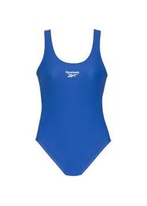 Badeanzug Reebok "Adelia", Damen, Gr. L, N-Gr, blau (humble blau), Obermaterial: 80% Polyamid, 20% Elasthan. Futter: 100% Polyester, bedruckt, unifarben, Badeanz&uuml;ge Badeanzug, Racer-Back Cut Out, sportlich, schlicht, bequem, Logo vorne