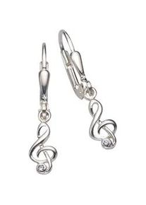 Paar Ohrh&auml;nger Firetti "Schmuck Geschenk Silber 925 Ohrschmuck Patentbrisur Notenschl&uuml;ssel", silber (silberfarben, kristallwei&szlig;, kristallwei&szlig;), Ohrringe, Damen, Silber 925 (Sterlingsilber), mit Zirkonia (synth.)