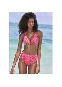 B&uuml;gel-Bikini-Top ELBSAND "Letra", Damen, Gr. 40, Cup B, orange (koralle), Recycling-Polyamid, bedruckt, Bikini-Oberteile, mit tollem Wording