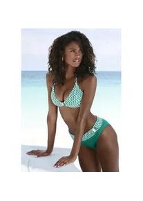 Triangel-Bikini JETTE, Damen, Gr. 38, Cup C/D, gr&uuml;n (gr&uuml;n, wei&szlig;), Polyamid, bedruckt, Bikini-Sets Triangel-Bikini, mit modischem Druck und Accessoires