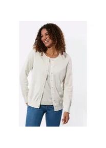 Strickjacke Casual Looks, Damen, Gr. 44, ecru, 100% Baumwolle, unifarben, Strickjacken Strickjacke