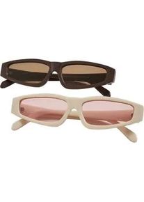 Sonnenbrille Urban Classics "Urban Classics Unisex Sunglasses Lefkada 2-Pack", Damen, braun, braun, sanftes wei&szlig;, pink, Sonnenbrillen Sonnenbrille