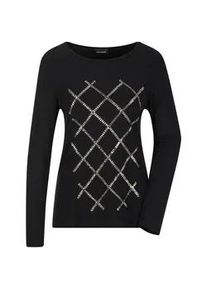 Langarmshirt GOLDNER "Langarmshirt aus Viskose mit Glanz", Damen, Gr. 42, schwarz, Obermaterial: 95% Viskose CV. 5% Elasthan EL., Shirts Langarmshirt, Pailletten