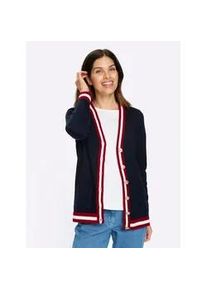 Strickjacke Classic Basics, Damen, Gr. 42, marine, rot, 100% Polyacryl, gemustert, mehrfarbig, Strickjacken Strickjacke