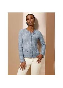 CR&Eacute;ATION L Strickjacke CREATION L, Damen, Gr. 50, bleu, champagner, meliert, 95% Baumwolle, 5% metallisierte Fasern, gemustert, mehrfarbig, Strickjacken Strickjacke