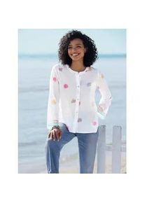 Druckbluse Heine, Damen, Gr. 34, wei&szlig;, flamingo, bedruckt, 100% Baumwolle, bedruckt, gemustert, mehrfarbig, Rundhals, Blusen Druckbluse