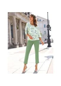 Georgettebluse Lady, Damen, Gr. 44, wei&szlig;, eucalyptus, bedruckt, 100% Polyester, bedruckt, gebl&uuml;mt, gemustert, mehrfarbig, Rundhals, Blusen