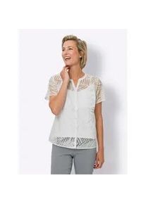 Kurzarmbluse Classic Basics, Damen, Gr. 54, wei&szlig;, 100% Polyester, unifarben, Rundhals, Blusen