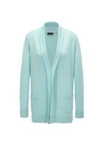 Strickjacke GOLDNER "Langarm Cardigan aus Merino", Damen, Gr. 54, gr&uuml;n (jade, melange), Obermaterial: 100% Schurwolle WV., figurumspielend, Rippe, Strickjacken Strickjacke, Schalkragen