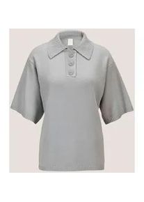 Madeleine Mode Longpullover MADELEINE "Pullover Polo-Pullover aus Schurwoll-Kaschmir-Mix", Damen, Gr. 34, grau (hellgrau, melange), Obermaterial: 90% Schurwolle WV. 10% Kaschmir WS., Modern, Pullover Longpullover