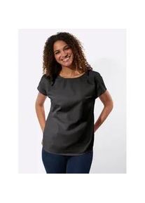 Schlupfbluse Casual Looks, Damen, Gr. 36, schwarz, 50% Baumwolle, 50% Polyester, unifarben, Rundhals, Blusen Schlupfbluse