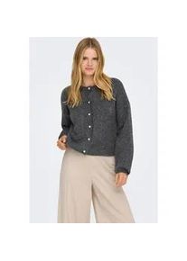 Strickjacke Only "ONLISABELLA L/S CARDIGAN EX KNT", Damen, Gr. XL, dunkelgrau melange detail:melange, Strick, Obermaterial: 37% Polyester, 36% Polyacryl, 25% Nylon, 2% Elasthan, meliert, regular fit normal, Rundhals, Strickjacken Strickjacke