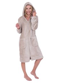 WEWO-Fashion Damenbademantel WEWO FASHION "6601" Gr. L, grau (stone), L:100cm, Wellsoft-Microfaser, Hausm&auml;ntel, Damenbademantel, un&uuml;bertroffen kuschelig
