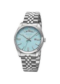 Regent Uhren Quarzuhr REGENT, blau (edelstahlfarben, hellblau), Armbanduhren, Herren, Quarzuhr, Armbanduhr, Herrenuhr, Edelstahlarmband, analog, Tag, Wochentag