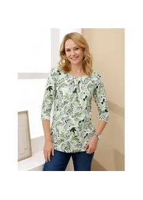 Longshirt Classic Basics "Longshirt", Damen, Gr. 38, eucalyptus, ecru, bedruckt, 100% Baumwolle, gebl&uuml;mt, gemustert, Rundhals, Shirts Longshirt