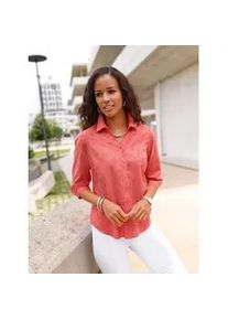 Hemdbluse Lady, Damen, Gr. 52, koralle, 100% Baumwolle, unifarben, Blusen Hemdbluse