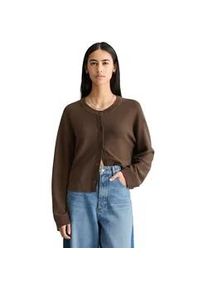 Marc O'Polo Cardigan MARC O'POLO DENIM "aus kompaktem Baumwollgarn", Damen, Gr. XXS, hazelnut braun, Obermaterial: 100% Baumwolle, unifarben, relaxed fit, Rundhals, Strickjacken