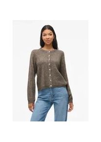 Strickjacke Vila "VILORY O-NECK L/S KNIT CARDIGAN-NOOS", Damen, Gr. XS, falcon detail:melange, Rippstrick, Obermaterial: 45% Polyamid, 20% Wolle, 19% Polyacryl, 10% Alpaka, 6% Elasthan, meliert, regular fit normal, Rundhals, Rippb&uuml;ndchen, Strickjacken Strickjacke, Materialmix, regular fit