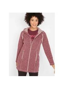 Strickfleecejacke bonprix, Damen, Gr. 56/58 (XXXL), ahornrot, vintagerosa meliert, Strick, Obermaterial: 100% Polyester. Kapuzenfutter: 100% Baumwolle, kontrastfarbene Details, meliert, slim fit ca. Mitte Oberschenkel, Jacken, mit Kapuze mit Kordelzug, Rei&szlig;verschlusstaschen