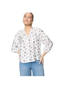 Schlupfbluse Zero "Damen mit Blumen", Damen, Gr. 38, cream, pink, Obermaterial: 11% Polyester, 89% Viskose, bedruckt, figurumspielend normal, V-Ausschnitt, B&uuml;ndchen, Blusen Schlupfbluse
