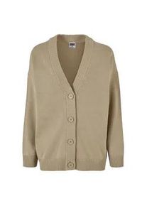 Strickjacke Urban Classics "Urban Classics Damen Ladies Big Oversized Cardigan", Damen, Gr. 3XL, wetsand, 100% Baumwolle, unifarben, oversize, V-Ausschnitt, Strickjacken Strickjacke
