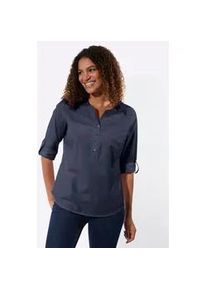 Longbluse Casual Looks, Damen, Gr. 50, marine, 50% Baumwolle, 50% Polyester, unifarben, Rundhals, Blusen Longbluse