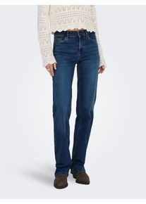 Straight-Jeans Only "ONLBLUSH MID STRAIGHT DNM TAI021 NOOS", Damen, Gr. XL (42), L&auml;nge 32, blau (dunkelblau denim), Denim/Jeans, Obermaterial: 92% Baumwolle, 6% Elastomultiester, 2% Elasthan, unifarben, stretch fit, Jeans Straight-Jeans, Topseller