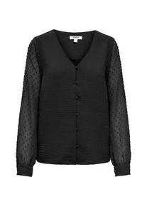 Langarmbluse Only "ONLRHODES METTE L/S DOBBY VNECK TOP WVN", Damen, Gr. XS, schwarz, Web, Obermaterial: 100% Polyester, unifarben, regular fit normal, V-Ausschnitt, Blusen, Kunstfaser, regular fit, V-Ausschnitt