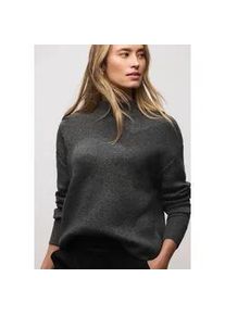 Stehkragenpullover Street One, Damen, Gr. 38, gravel grau meliert, Strick, Obermaterial: 65% Polyester, 18% Polyacryl, 14% Baumwolle, 3% Nylon, gemustert, bequem h&uuml;ftbedeckend, Rundhals, Flachstrickb&uuml;ndchen, Pullover Stehkragenpullover, mit Glitzerdetails und grafischem Muster