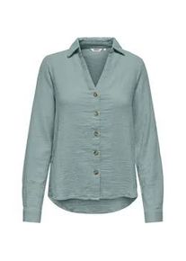 Langarmbluse Only "ONLTHYRA LIFE L/S REGULAR SHIRT NOOS WVN", Damen, Gr. L, abyss, Web, Obermaterial: 100% Baumwolle, unifarben, regular fit h&uuml;ftbedeckend, V-Ausschnitt, Blusen