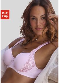 Schalen-BH Lascana "Wanda", Damen, Gr. 95, Cup B, rosa (pink, rose), Spitze, Obermaterial: 75% Polyamid, 20% Polyester, 5% Elasthan, BHs Schalen-BH, mit B&uuml;gel und mit seitlicher Stickerei Spitze, Dessous