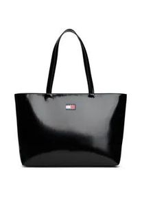 Tommy Hilfiger Tragetasche TOMMY JEANS "TJW MUST TOTE", Gr. B/H/T: 34cm x 26cm x 13cm, schwarz, Lederimitat, Taschen, Damen Schultertasche, Shopper mit typischer Logoflag