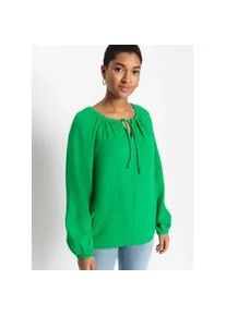 Langarmbluse bonprix "Musselin-Bluse aus Baumwolle", Damen, Gr. 44, gr&uuml;n (aloegr&uuml;n), Obermaterial: 100% Baumwolle, oversize, Blusen, Oversize-Passform, f&uuml;r vielseitige Anl&auml;sse
