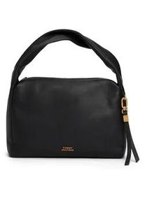 Hobo Tommy Hilfiger "CITY LEATHER SHOULDER BAG", Herren, Gr. B/H/T: 29cm x 19cm x 11cm, schwarz, Leder, Taschen Hobo, Damen Tragetasche, Schultertasche mit Logoschriftzug